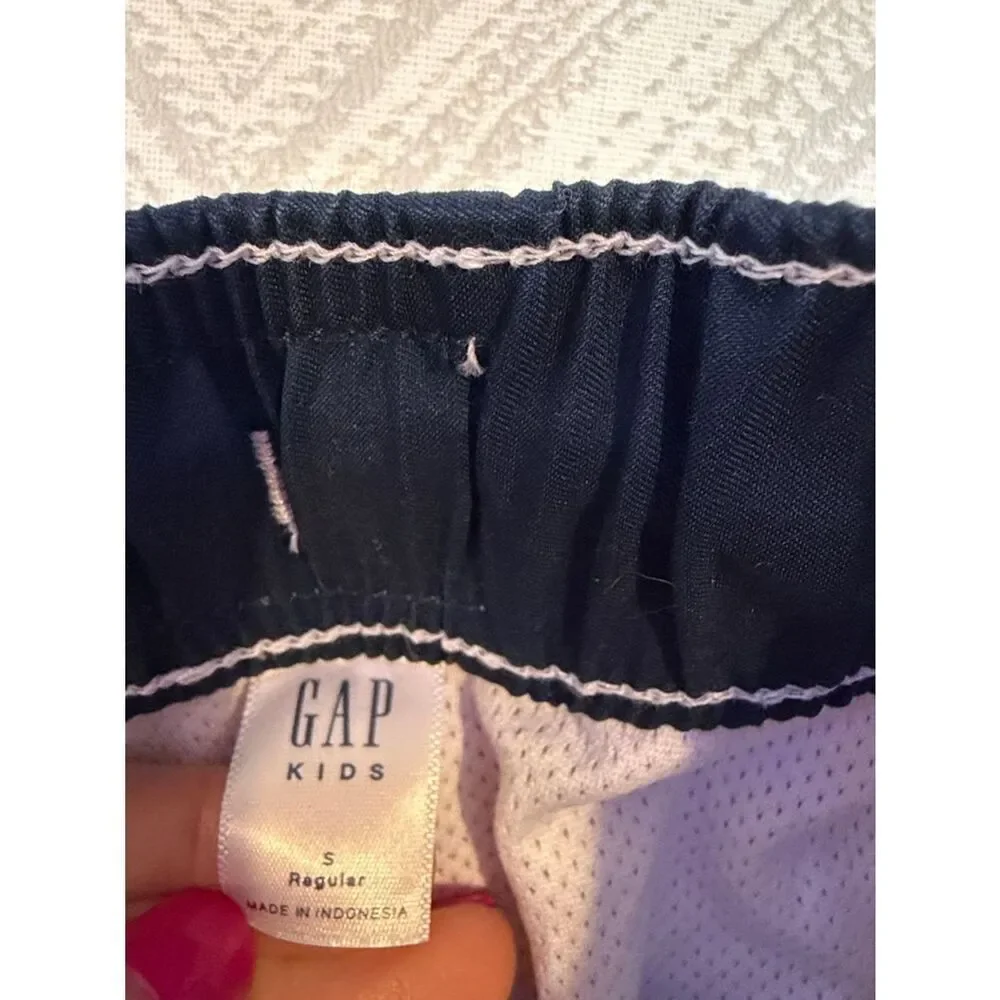 Gap Surf Boys Navy Blue Swim Trunks Small Palm Tree Print UPF 40+ Mesh Lined